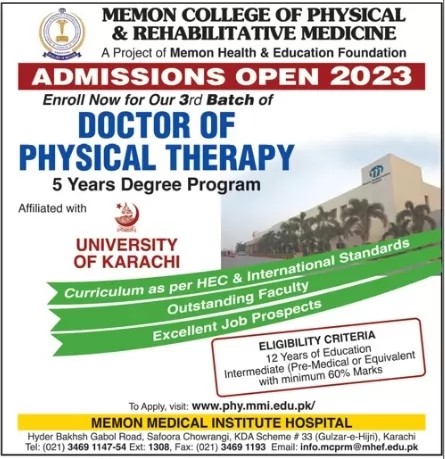 Memon Medical Institute Hospital MMIH Karachi BS Admission 2023