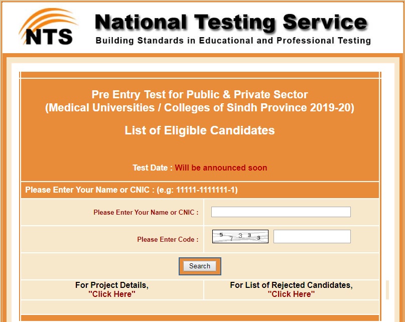 Nts Announces List Of Eligible Candidates For Lumhs Sindh Mdcat 2019