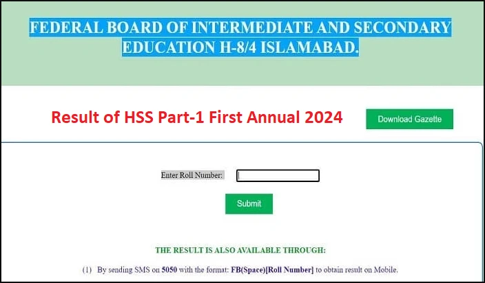 Federal Board FBISE 1st Year Result 2024