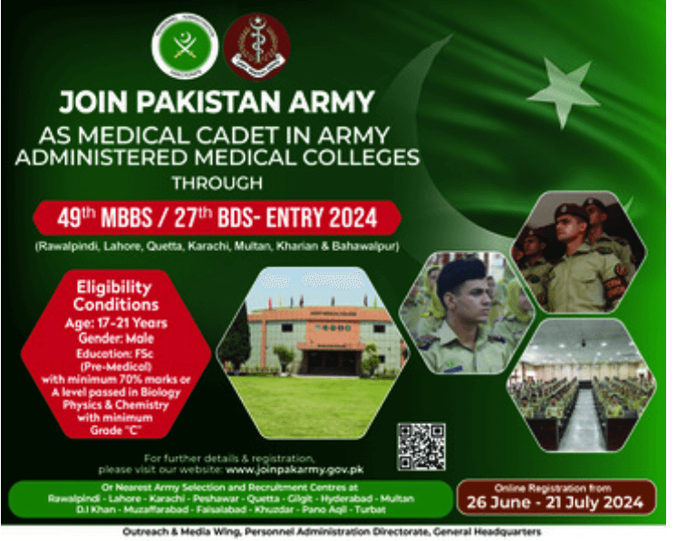 Medical Cadet Course Registration 2024: Join Pak Army as Doctor