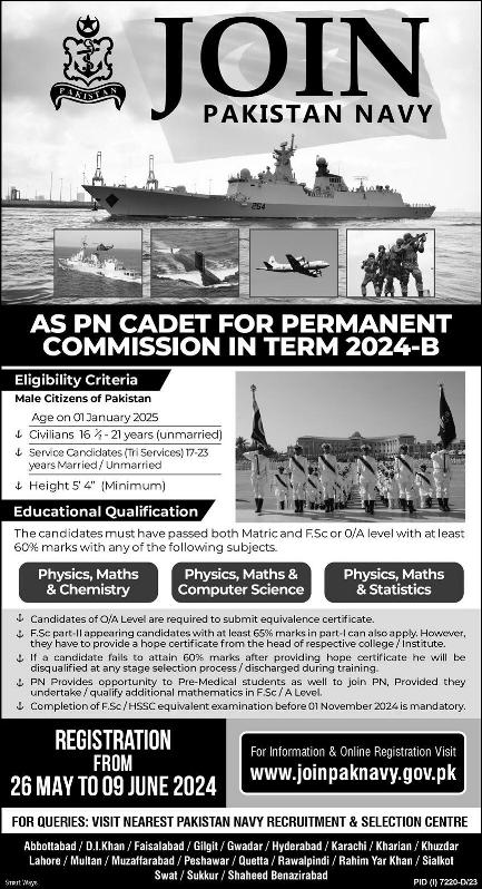 Join Pakistan Navy Through PN Cadet 2024 Online Registration