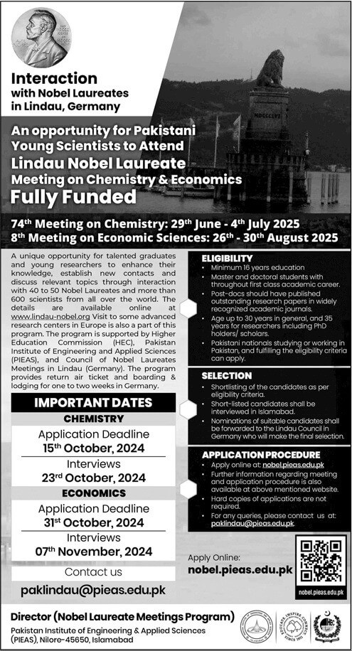 Fully Funded Lindau Nobel Laureate Meeting in Germany 2024