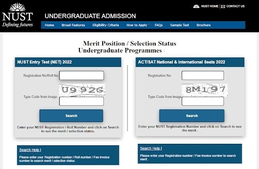 NUST Merit Positions 2024