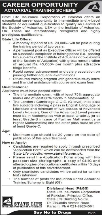 Actuarial Science Training Scheme for Inter FA FSc Students with ...