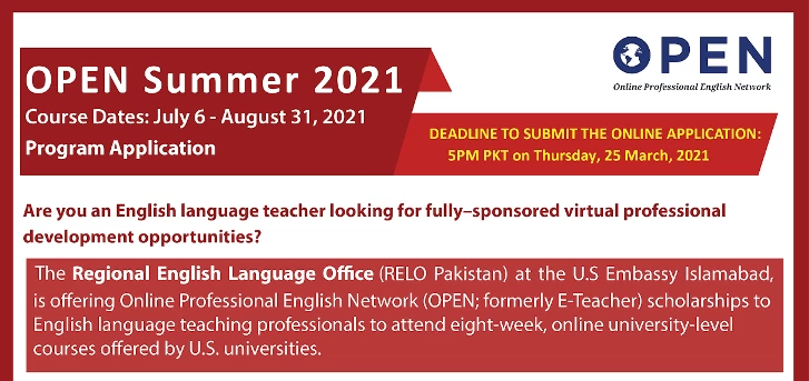 The Online Professional English Network (OPEN) Program is now open