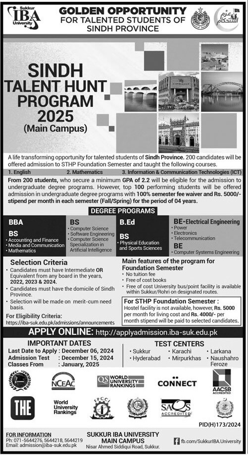 Siba Sindh Talent Hunt Scholarship Sthp